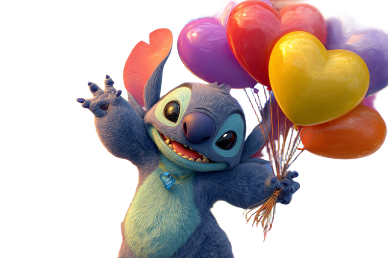 Stitch With Balloons V2 Vinyl Car Decal Sticker – Waterproof & UV-Resistant 2.986666666666667"