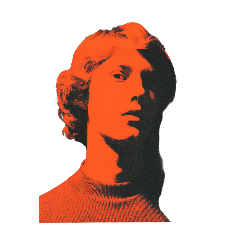 Androgynous Risograph Portrait Vinyl Car Decal Sticker – Waterproof & UV-Resistant 6.826666666666667"