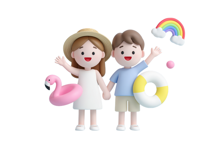 Cheerful Beach Couple Vinyl Car Decal Sticker – Waterproof & UV-Resistant 5.97333333333333