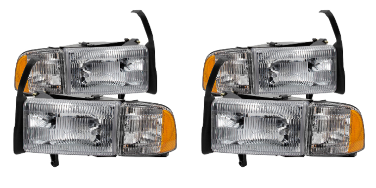 2x Improve Vehicle Looks & Visibility | Xtune Headlight Assembly for Dodge Ram 3500/1500/2500 1994-2002