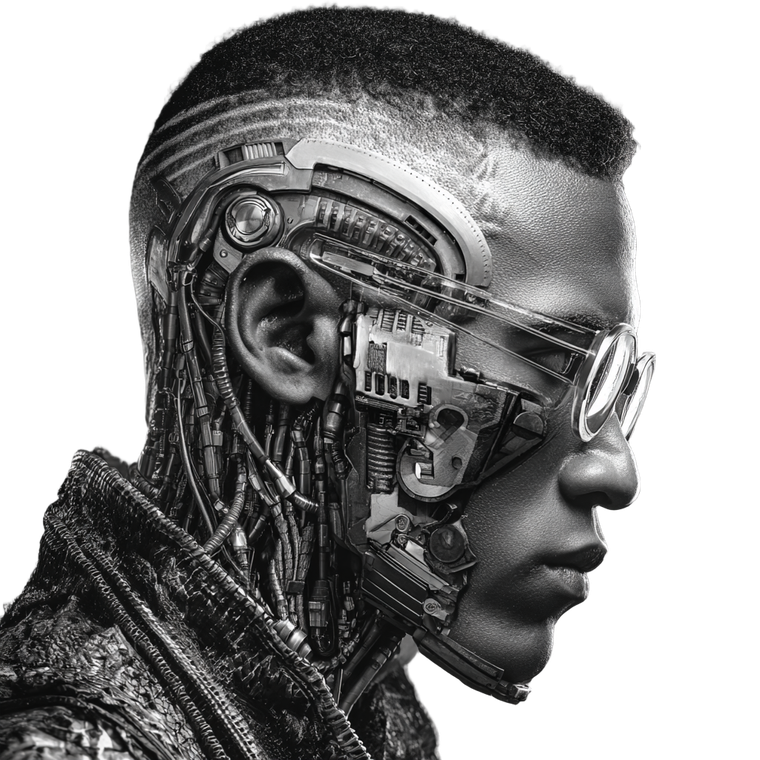 Cyborg Portrait V27 Vinyl Car Decal Sticker – Waterproof & UV-Resistant 3.4133333333333336"