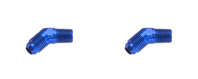 2x 45 Degree -6 AN Male To 3/8 NPT Male 45 Degree Adapter Fitting | High-Quality Aluminum, Easy Assembly, Blue