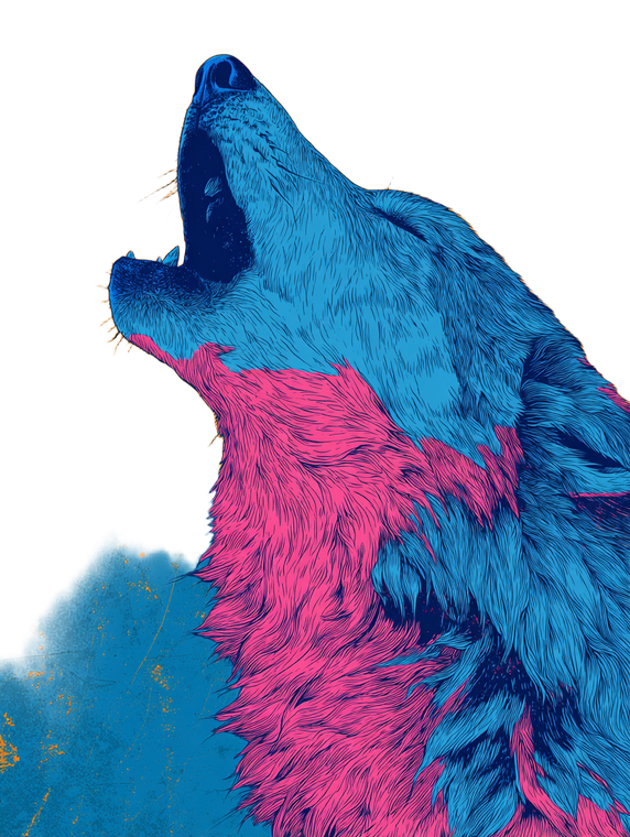 Stylized Yawning Wolf Vinyl Car Decal Sticker – Waterproof & UV-Resistant 4.1066666666666665"
