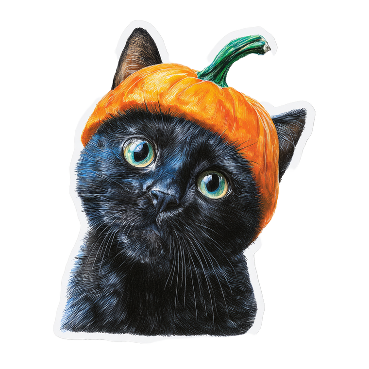 Cat Pumpkin Hat Vinyl Car Decal Sticker – Waterproof & UV-Resistant 6.826666666666667"