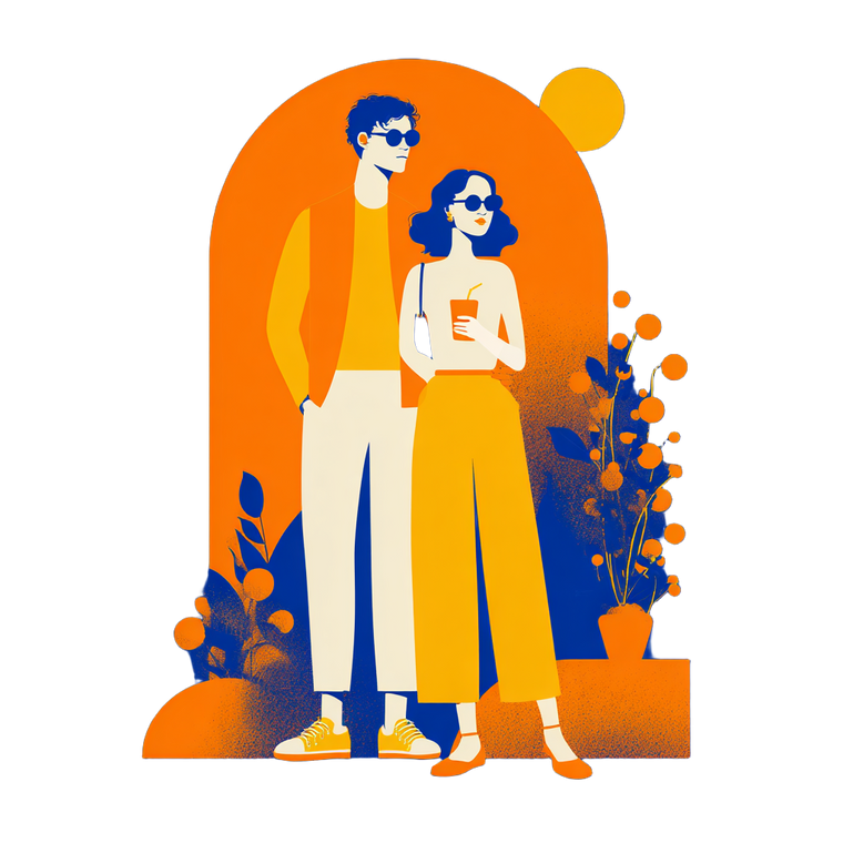 Happy Couple Illustration V3 Vinyl Car Decal Sticker – Waterproof & UV-Resistant 3.4133333333333336"