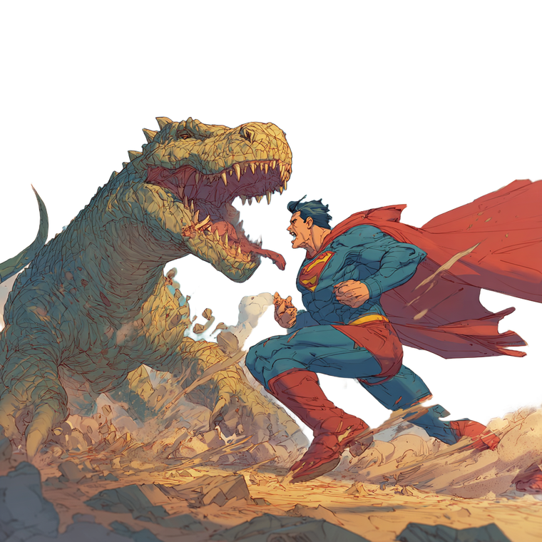 Superman Vs Dinosaur Vinyl Car Decal Sticker – Waterproof & UV-Resistant 3.4133333333333336"