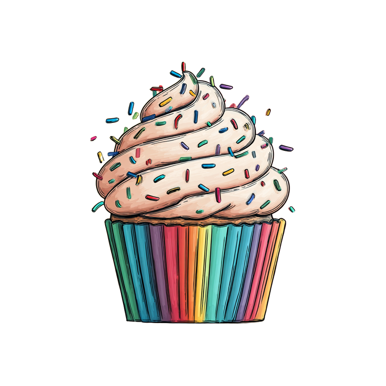 Striped Cupcake Illustration Vinyl Car Decal Sticker – Waterproof & UV-Resistant 3.4133333333333336"