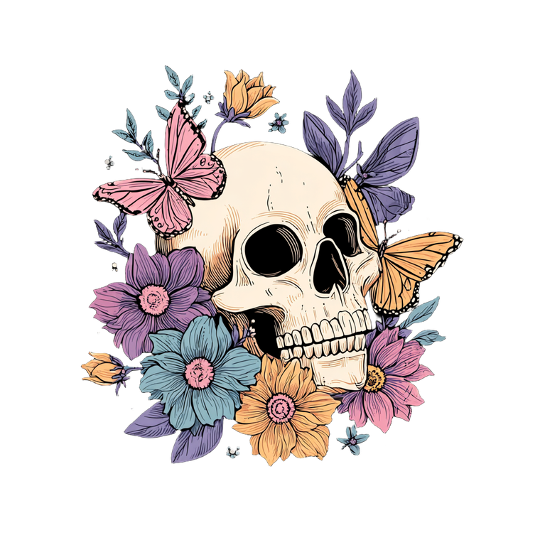Skull Butterfly Shirt Vinyl Car Decal Sticker – Waterproof & UV-Resistant 3.4133333333333336"