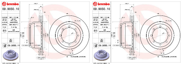 2x Brembo Brake Rotor | Ford E-350 1999-2007 | Eye-Catching Metal Finish, Corrosion Resistant, Intelligent Marking, 2 Yr Warranty