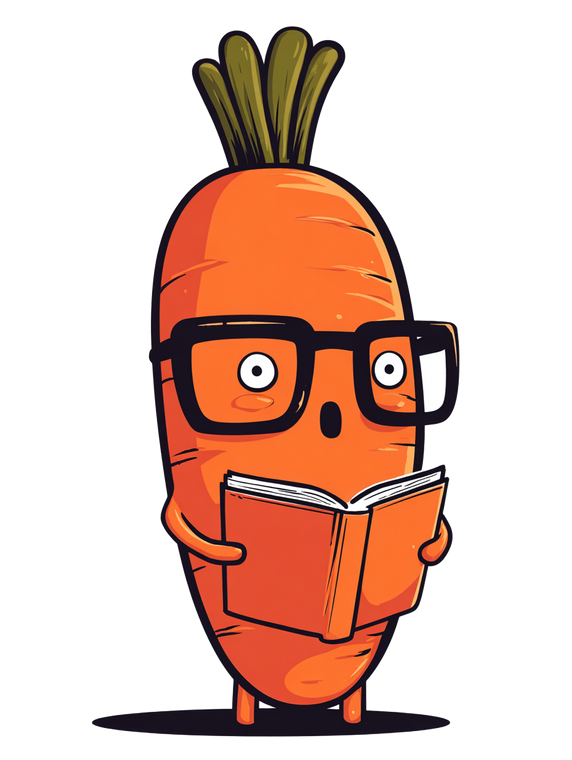 Carrot Character Reading Vinyl Car Decal Sticker – Waterproof & UV-Resistant 4.1066666666666665"