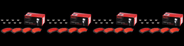 4x Enhance Braking Performance with Brembo Ceramic Brake Pad Set | Fits Various 2001-2007 Dodge, Chrysler, Jeep | Low Dust, Premium Hardware