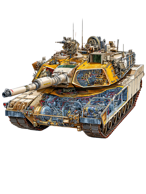 Abrams Tank Blueprint Vinyl Car Decal Sticker – Waterproof & UV-Resistant 4.1066666666666665"