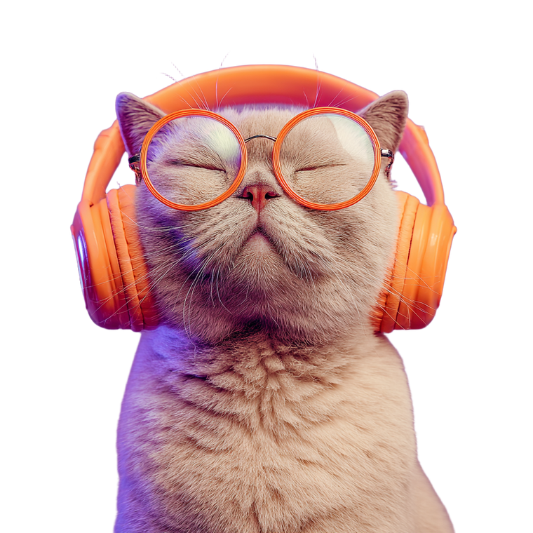 Beige Cat Headphones Vinyl Car Decal Sticker – Waterproof & UV-Resistant 3.4133333333333336"