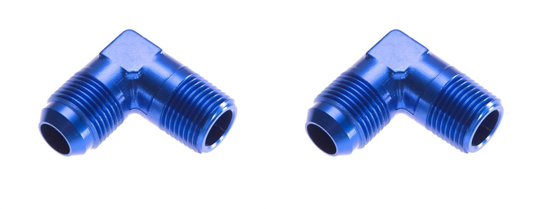 2x High-Quality Redhorse Performance -8 AN Male To 1/2 NPT 90 Degree Adapter Fitting | Exclusive Anodized Blue Finish