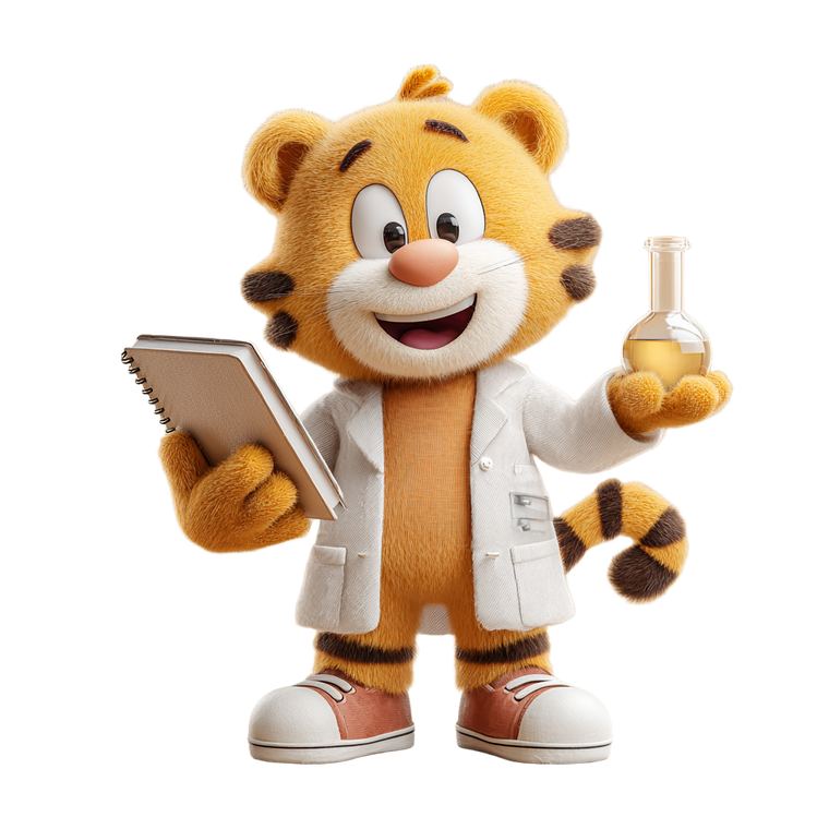 Cartoon Tiger Scientist Vinyl Car Decal Sticker – Waterproof & UV-Resistant 3.4133333333333336"