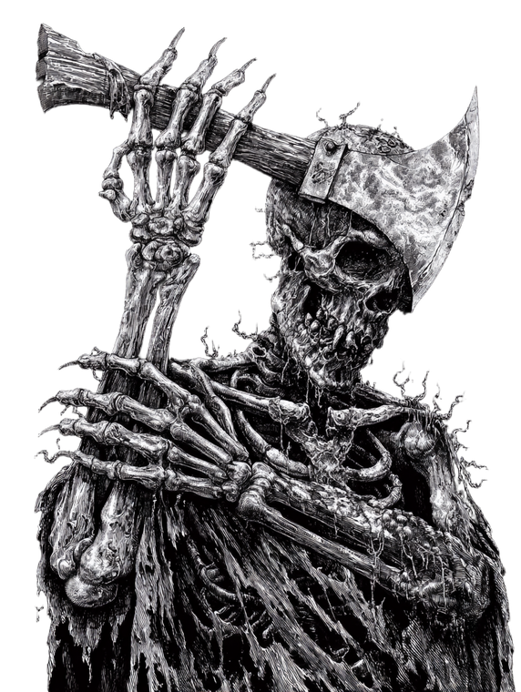 Skeleton Hand Hatchet Vinyl Car Decal Sticker – Waterproof & UV-Resistant 8.213333333333333"