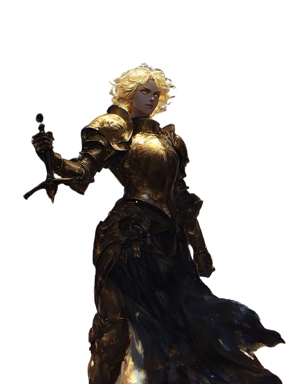 Blonde Paladin Woman Vinyl Car Decal Sticker – Waterproof & UV-Resistant 8.213333333333333"