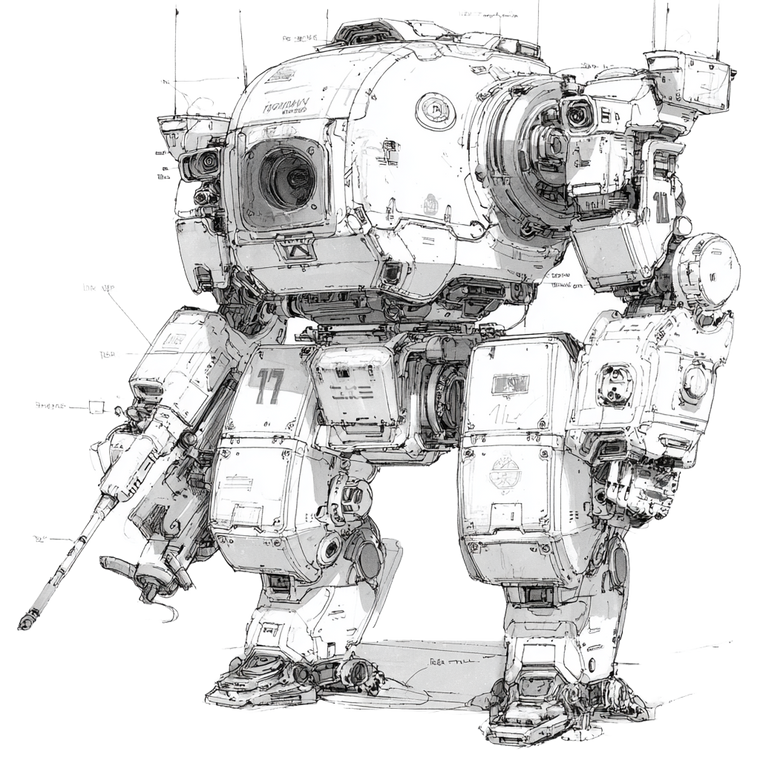 Mecha Technical Drawing Vinyl Car Decal Sticker – Waterproof & UV-Resistant 6.826666666666667"