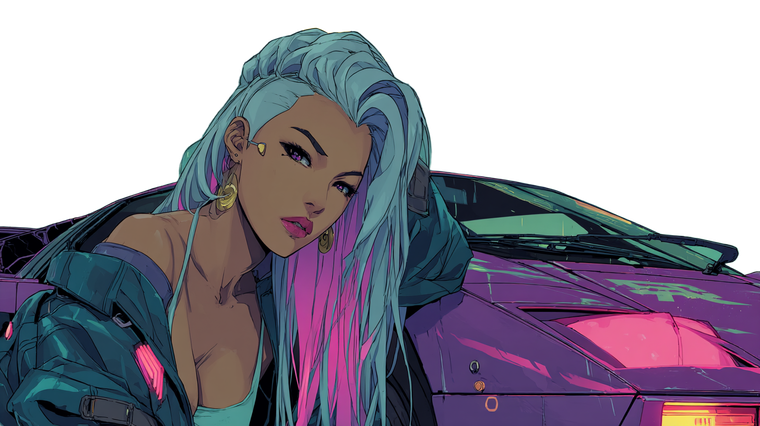 Cyberpunk Anime Woman V48 Vinyl Car Decal Sticker – Waterproof & UV-Resistant 5.4