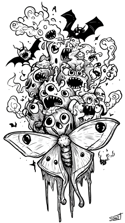 Luna Moth Swarm Vinyl Car Decal Sticker – Waterproof & UV-Resistant 9.706666666666667"