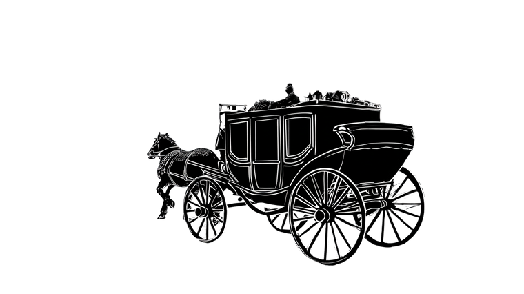 Stage Coach Cartoon Vinyl Car Decal Sticker – Waterproof & UV-Resistant 2.72"