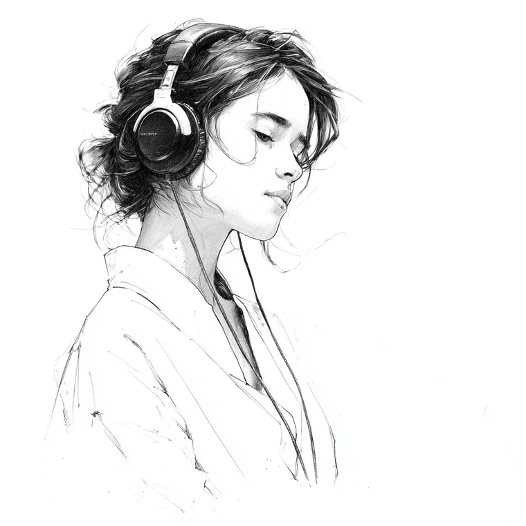 Girl With Headphones V23 Vinyl Car Decal Sticker – Waterproof & UV-Resistant 3.4133333333333336"