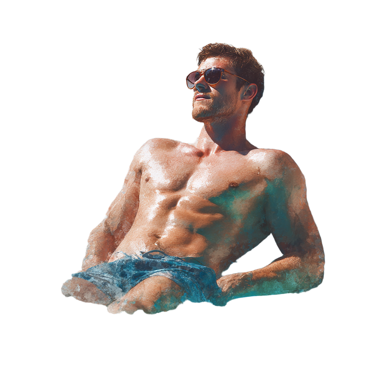 Sunbathing Man Portrait Vinyl Car Decal Sticker – Waterproof & UV-Resistant 6.826666666666667"