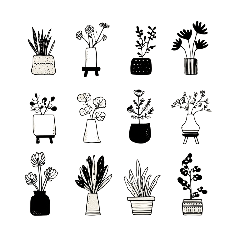 Whimsical Minimalist Plants Vinyl Car Decal Sticker – Waterproof & UV-Resistant 6.826666666666667"
