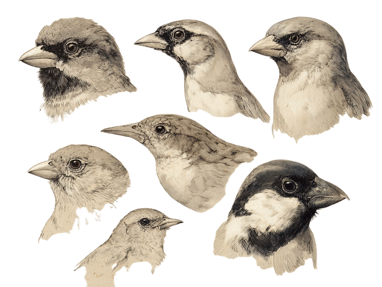 Finch Beak Sketches Vinyl Car Decal Sticker – Waterproof & UV-Resistant 6.1866666666666665"