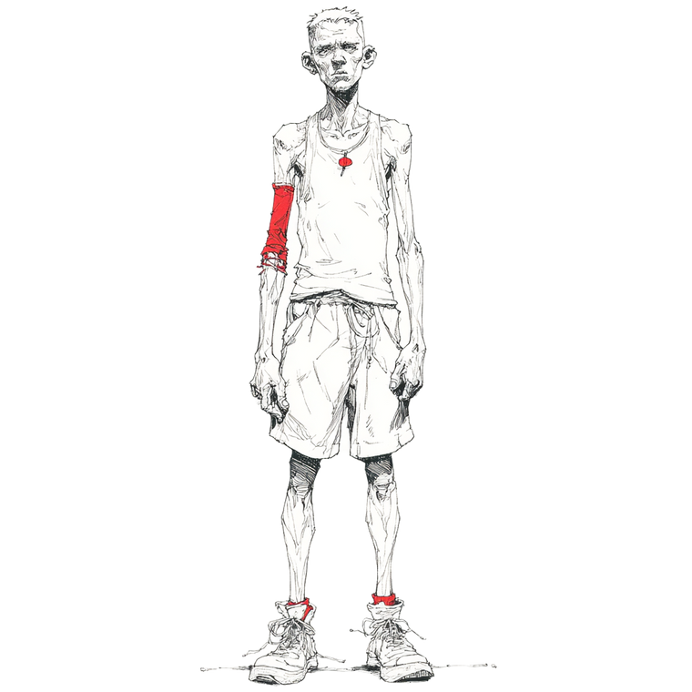 Emaciated Young Man Vinyl Car Decal Sticker – Waterproof & UV-Resistant 3.4133333333333336"
