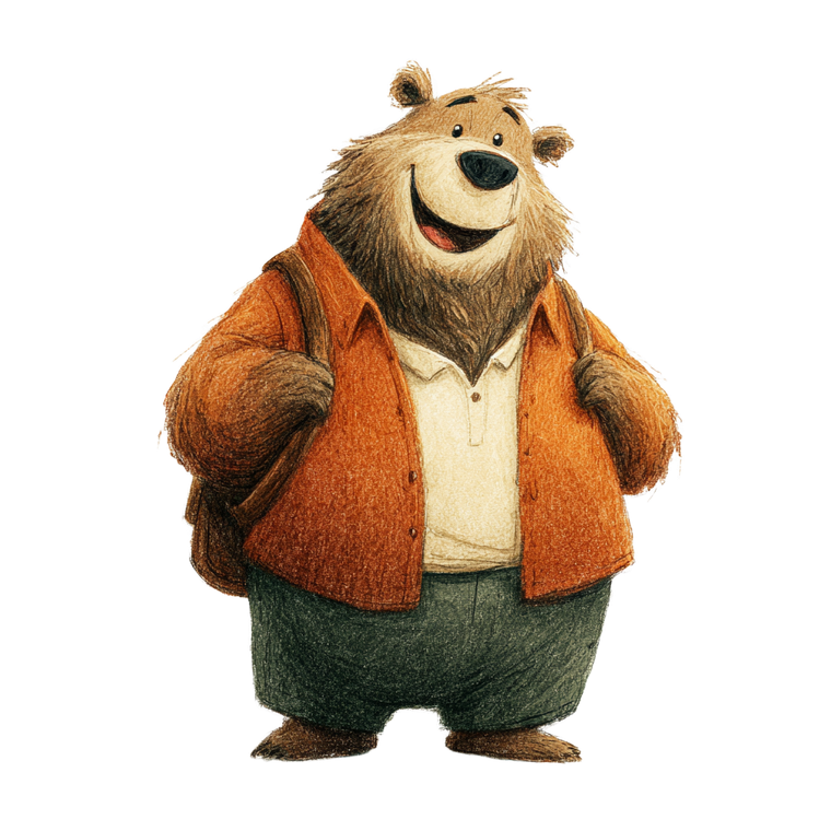 Happy Humanized Bear Vinyl Car Decal Sticker – Waterproof & UV-Resistant 6.826666666666667"