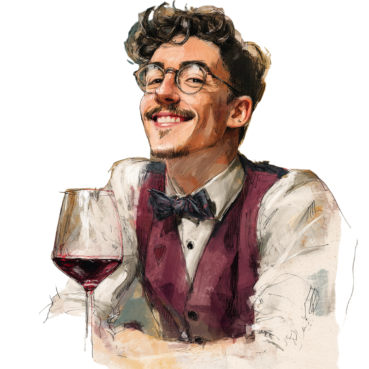 Smiling Sommelier Portrait Vinyl Car Decal Sticker – Waterproof & UV-Resistant 3.4133333333333336"