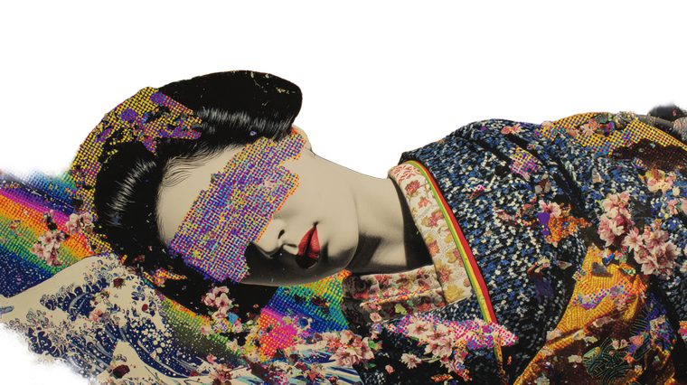 Abstract Geisha Composition Vinyl Car Decal Sticker – Waterproof & UV-Resistant 5.4