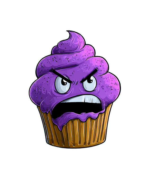 Angry Cartoon Cupcake V2 Vinyl Car Decal Sticker – Waterproof & UV-Resistant 8.0"