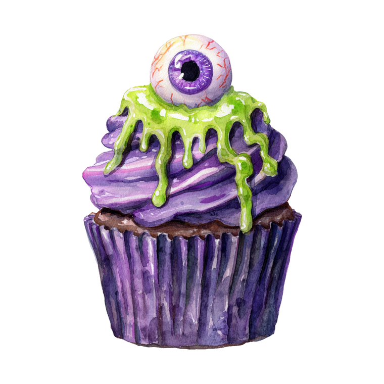 Spooky Cupcake Illustration V2 Vinyl Car Decal Sticker – Waterproof & UV-Resistant 3.4133333333333336"