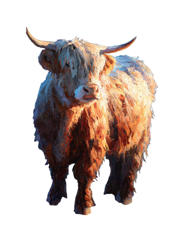Highland Cow Painting V5 Vinyl Car Decal Sticker – Waterproof & UV-Resistant 8.213333333333333"