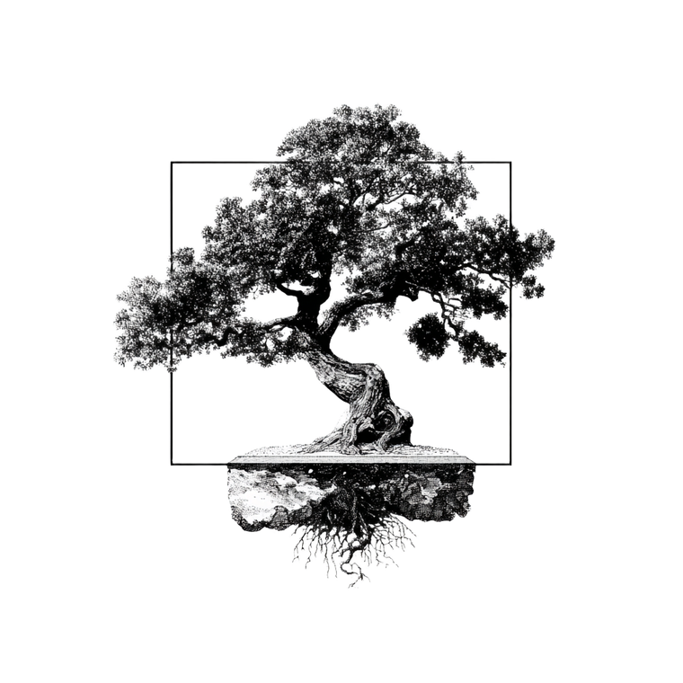 Geometric Bonsai Logo Vinyl Car Decal Sticker – Waterproof & UV-Resistant 3.4133333333333336"