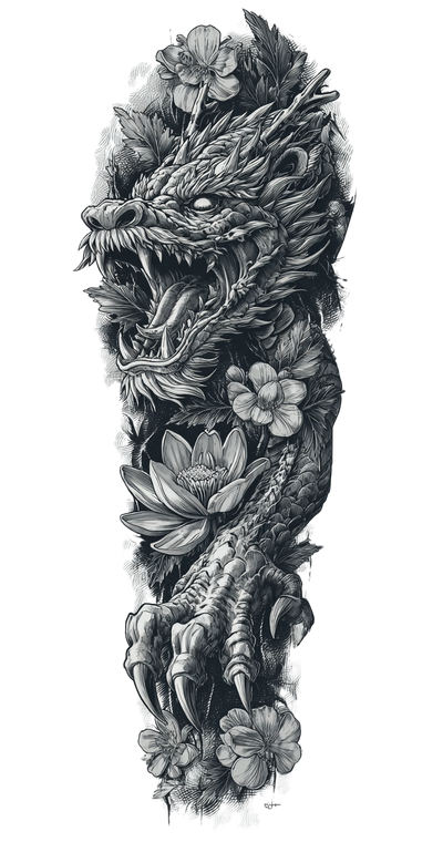 Irezumi Dragon Sleeve Vinyl Car Decal Sticker – Waterproof & UV-Resistant 10.133333333333333"