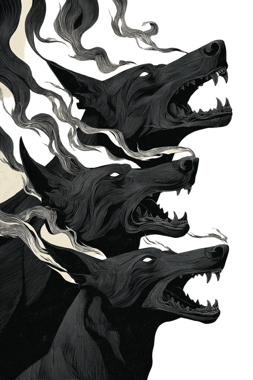Stylized Mythological Hounds Vinyl Car Decal Sticker – Waterproof & UV-Resistant 8.96"