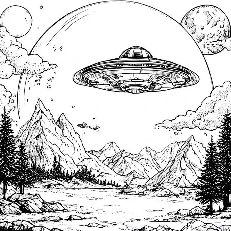 Alien Ship Moon Vinyl Car Decal Sticker – Waterproof & UV-Resistant 3.4133333333333336"