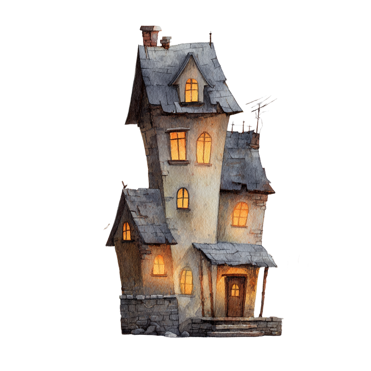 Haunted House Illustration Vinyl Car Decal Sticker – Waterproof & UV-Resistant 6.826666666666667"