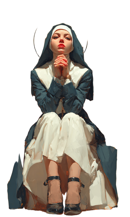 Nun On Throne Vinyl Car Decal Sticker – Waterproof & UV-Resistant 4.693333333333333"
