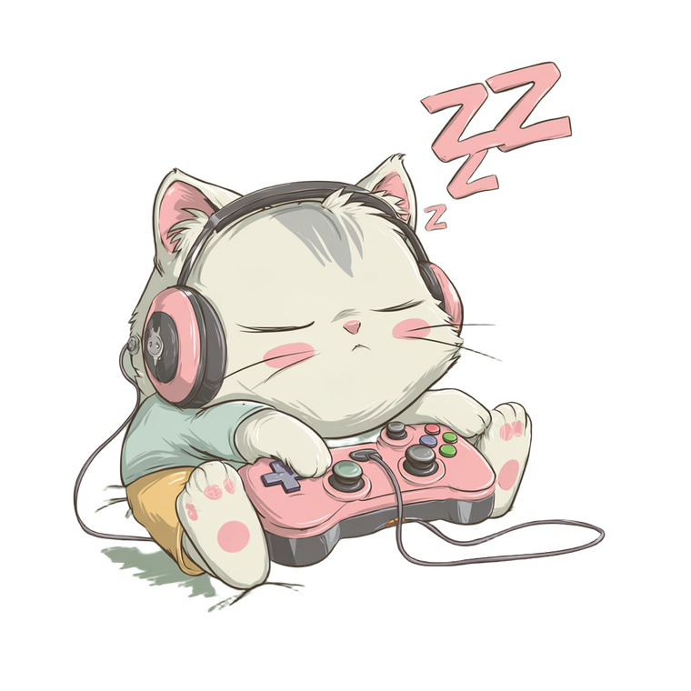 Sleeping Gamer Cat Vinyl Car Decal Sticker – Waterproof & UV-Resistant 6.826666666666667"