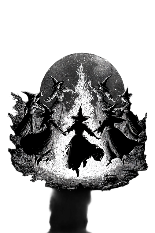 Witches Dancing Bonfire V3 Vinyl Car Decal Sticker – Waterproof & UV-Resistant 8.96"