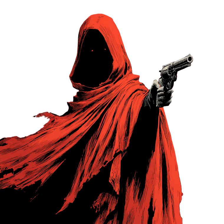 Faceless Red Cloak Vinyl Car Decal Sticker – Waterproof & UV-Resistant 3.4133333333333336"