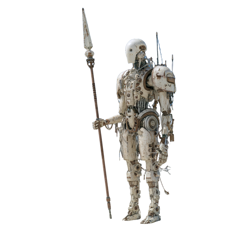 Menacing Robot Spearman Vinyl Car Decal Sticker – Waterproof & UV-Resistant 3.4133333333333336"