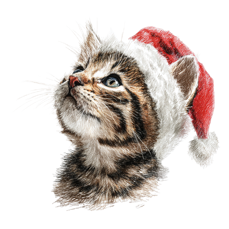 Kitten Santa Hat Vinyl Car Decal Sticker – Waterproof & UV-Resistant 6.826666666666667"