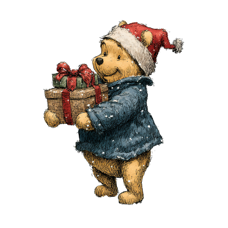 Christmas Winnie Pooh Vinyl Car Decal Sticker – Waterproof & UV-Resistant 6.826666666666667"