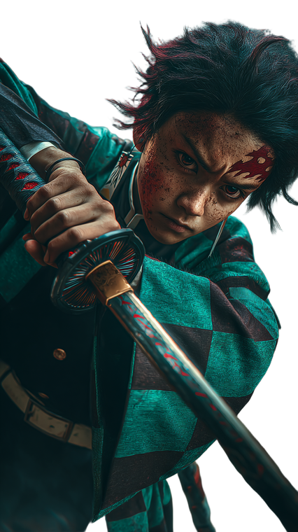 Japanese Swordsman Portrait V2 Vinyl Car Decal Sticker – Waterproof & UV-Resistant 9.706666666666667"