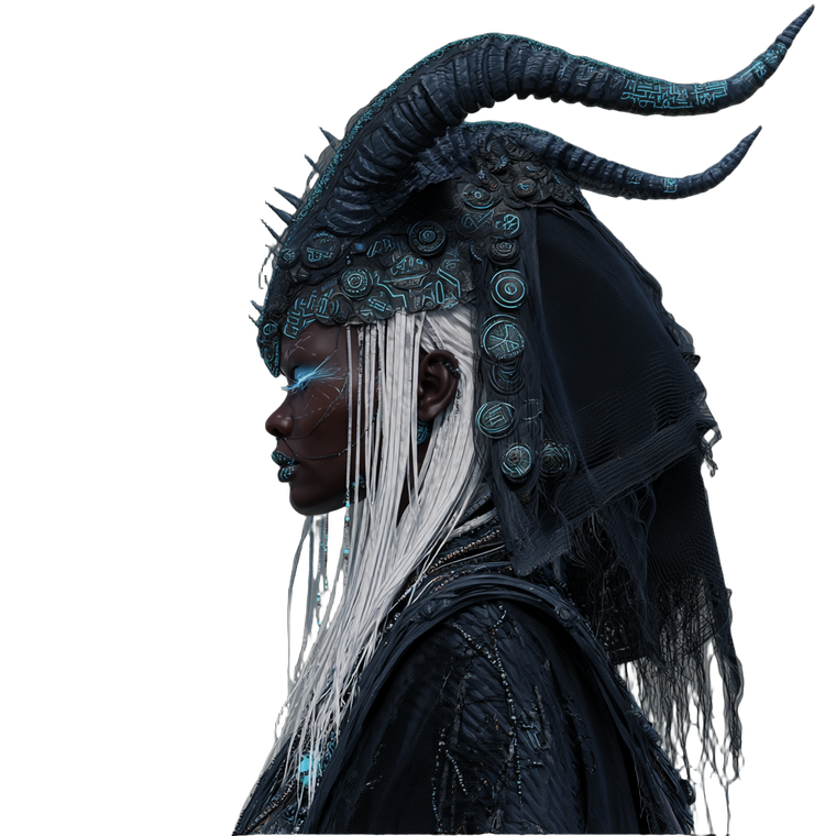 Futuristic African Shaman Vinyl Car Decal Sticker – Waterproof & UV-Resistant 3.4133333333333336"
